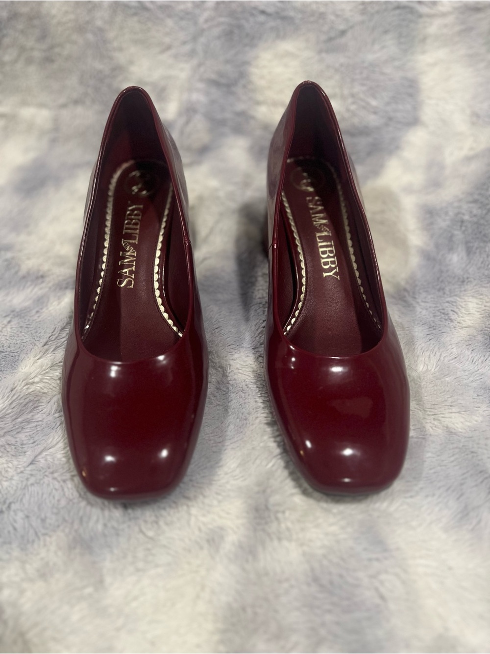 Sam & Libby Women's Wine Patent Square-Toe Pumps